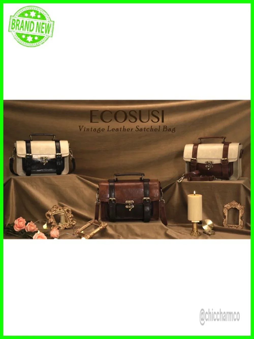 PU Leather Satchel Purse Small Crossbody Messenger Bag Work